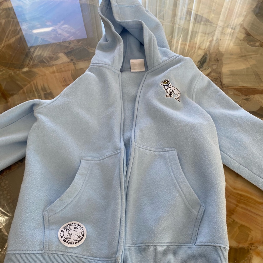 Youth goat USA light blue zip up hoodie L